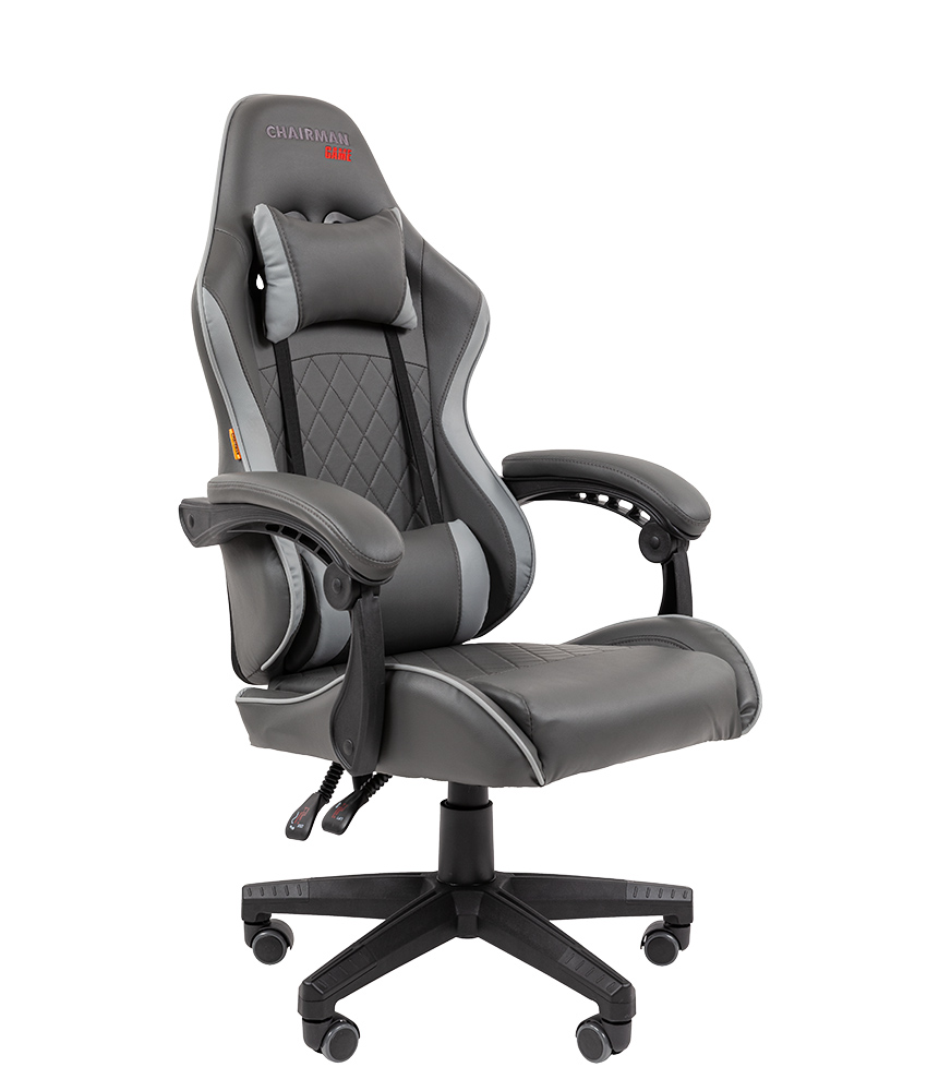 Кресло игровое CHAIRMAN CH28 экокожа, черно-серый