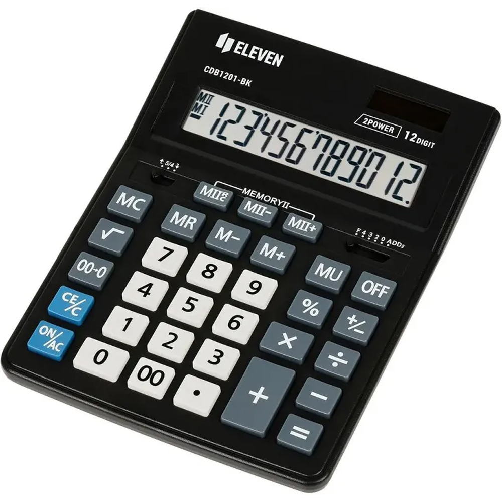 Калькулятор настольный Eleven Business Line CDB1201-BK, 12 разрядов, двойное питание, 155*205*35мм, черный CDB1201-BK