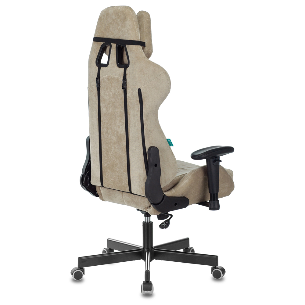 Кресло игровое Бюрократ Zombie VIKING KNIGHT Fabric песочный Light-21 с подголов. крестов. металл