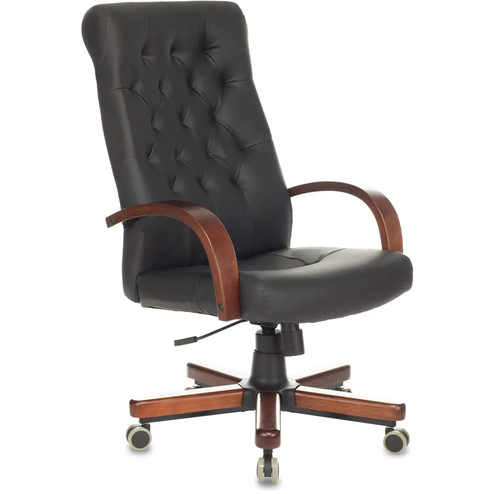 Кресло руководителя Бюрократ T-9928 WALNUT/ECO черный экокожа крестов. металл/дерево