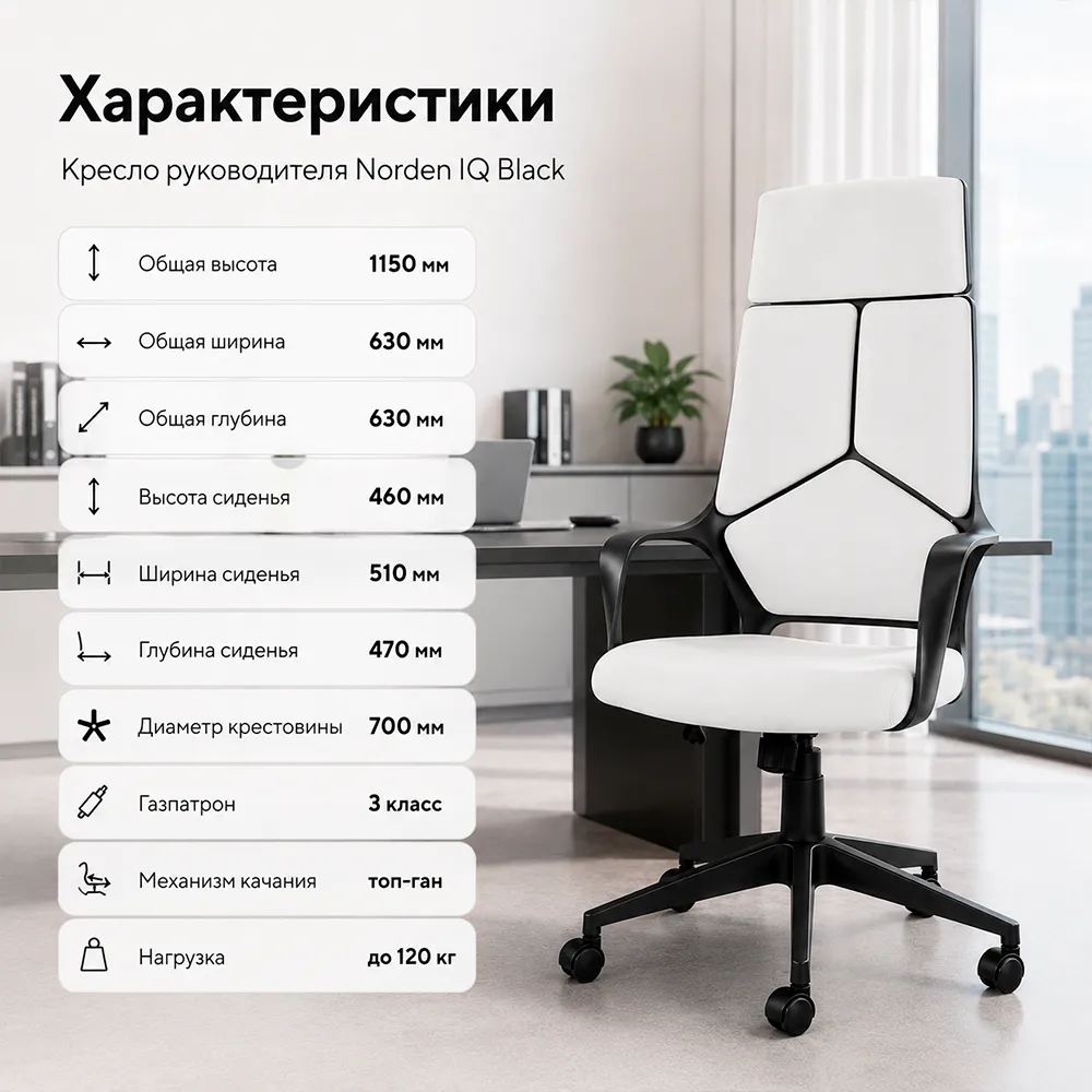 Кресло руководителя Norden IQ black черный пластик