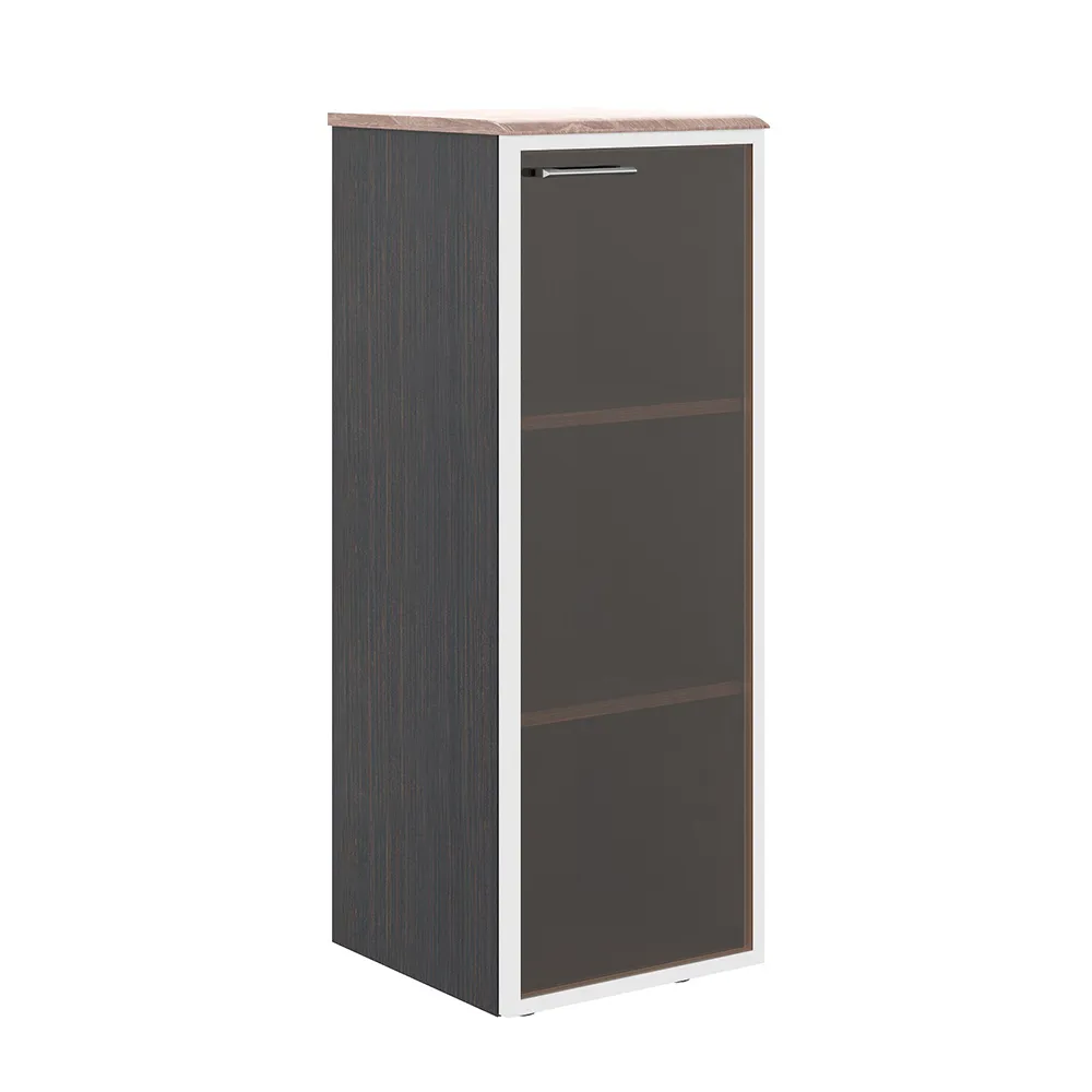 Шкаф колонка с стеклянной дверью в алюминиевой раме (R) и топом WMC 42.7(R) правый 432х432х1184 WAVE (НАБОР)