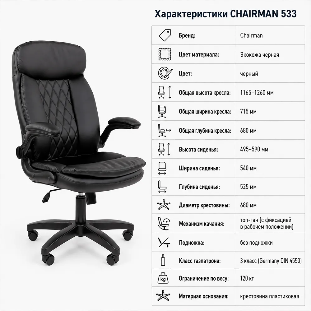 Кресло CHAIRMAN 533 (Экокожа черная)