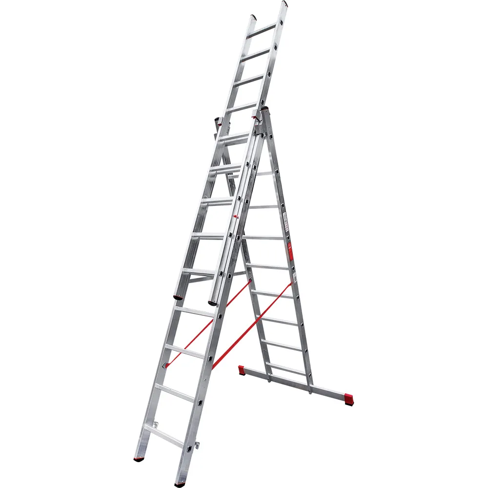Лестница трехсекционная 3x9 ступеней, NV3230, 5,02м. алюминиевая