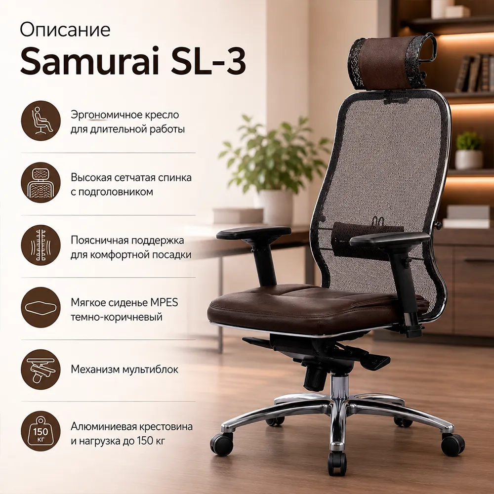 Кресло Samurai SL-3 (Темно-коричневый 22.3.5.109)