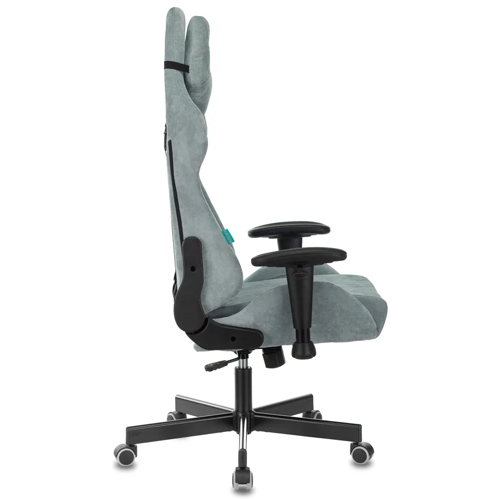 Кресло игровое Бюрократ Zombie VIKING KNIGHT Fabric серо-голубой Light-28 с подголов. крестов. металл