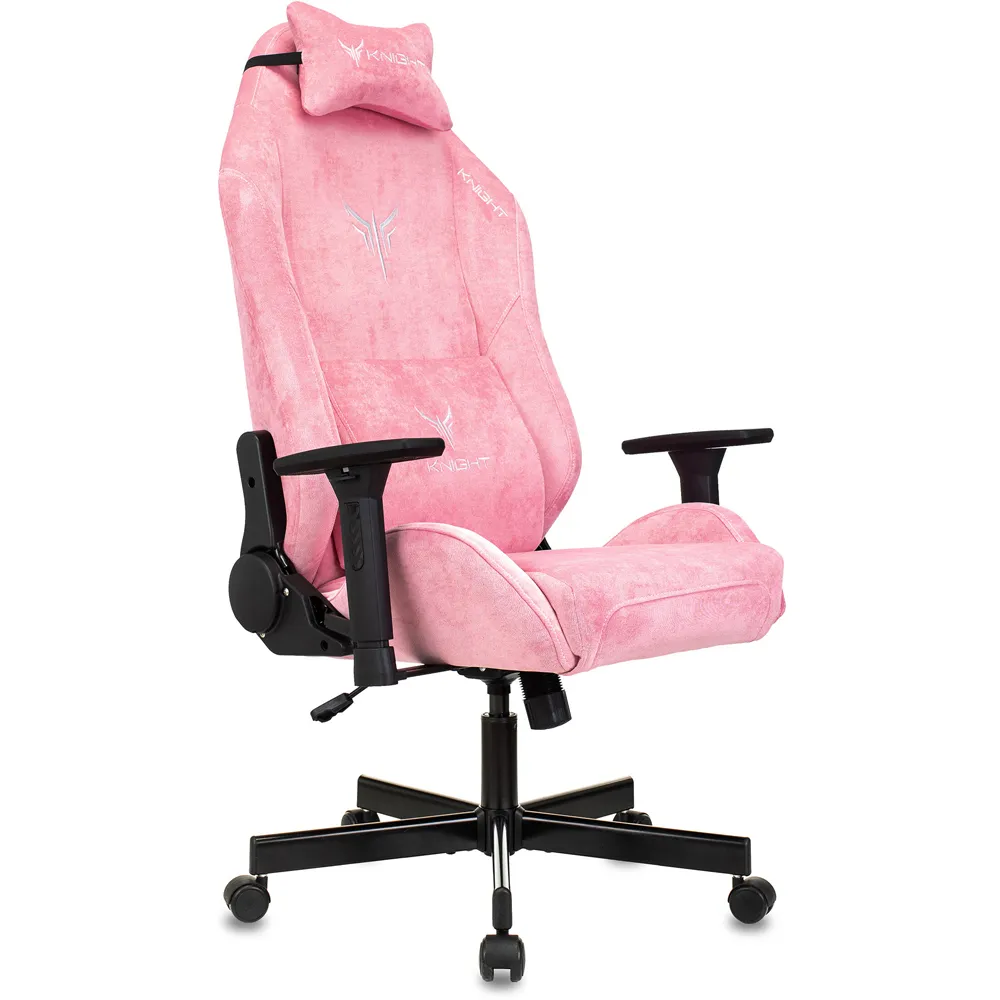 Кресло Бюрократ Knight N1 Fabric розовый Velvet 36 с подголов. крестов. металл