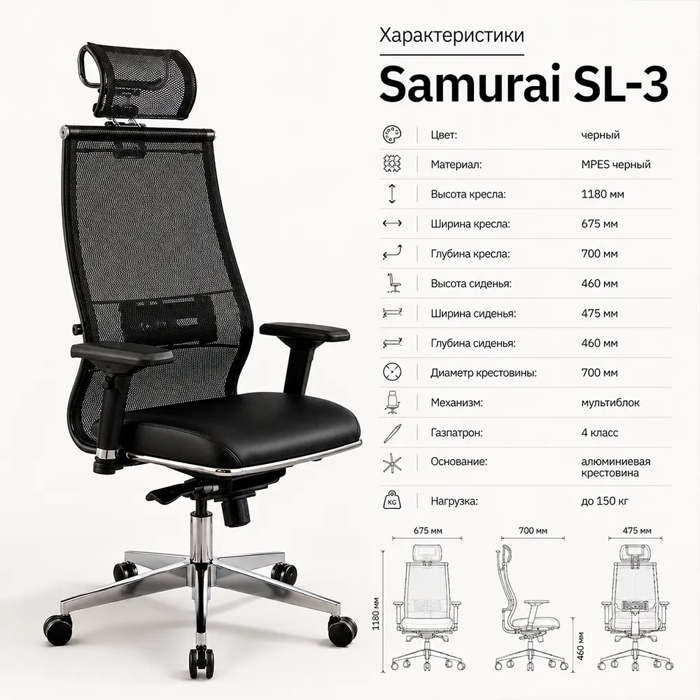 Кресло Samurai SL-3 (Черный 23.3.5.109)