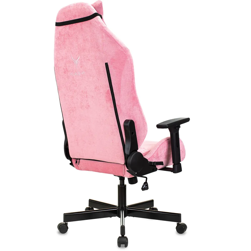 Кресло Бюрократ Knight N1 Fabric розовый Velvet 36 с подголов. крестов. металл