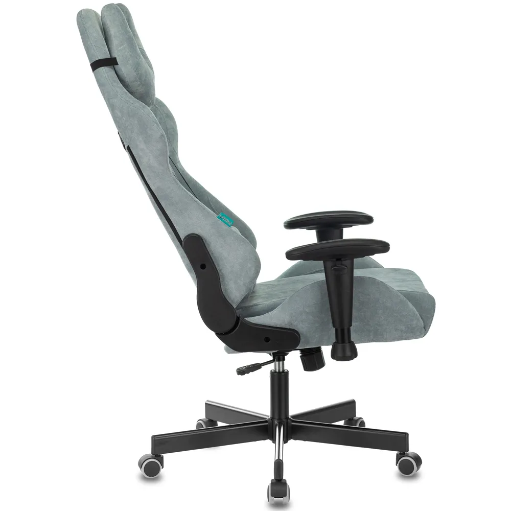 Кресло игровое Бюрократ Zombie VIKING KNIGHT Fabric серо-голубой Light-28 с подголов. крестов. металл