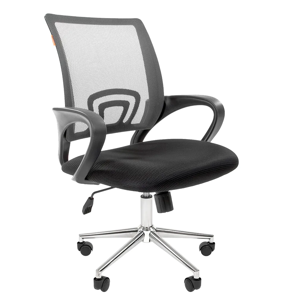 Кресло офисное CHAIRMAN 696 хром, сетчатый акрил TW-04 серый / Ткань TW-11 черный) 