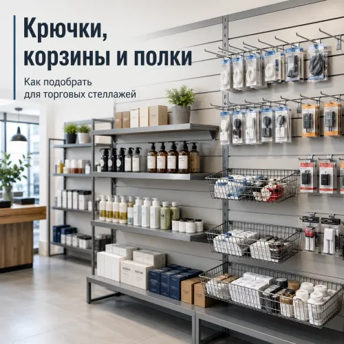 Крючки, корзины и полки для торговых стеллажей: как подобрать для магазина
