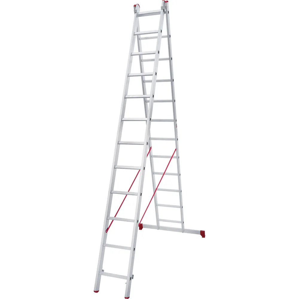 Лестница двухсекционная 2x12 ступеней, NV2220, 5,50м. алюминиевая