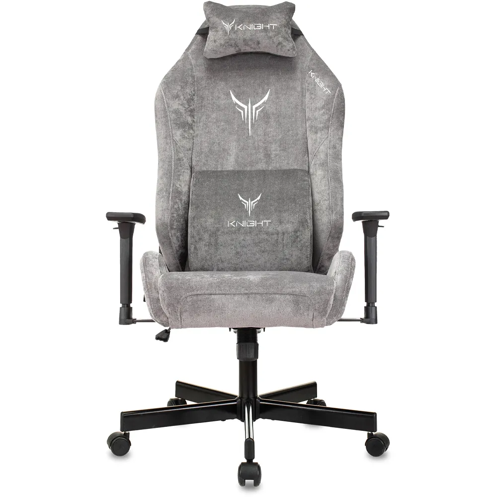 Кресло Бюрократ Knight N1 Fabric серый Light-19 с подголов. крестов. металл