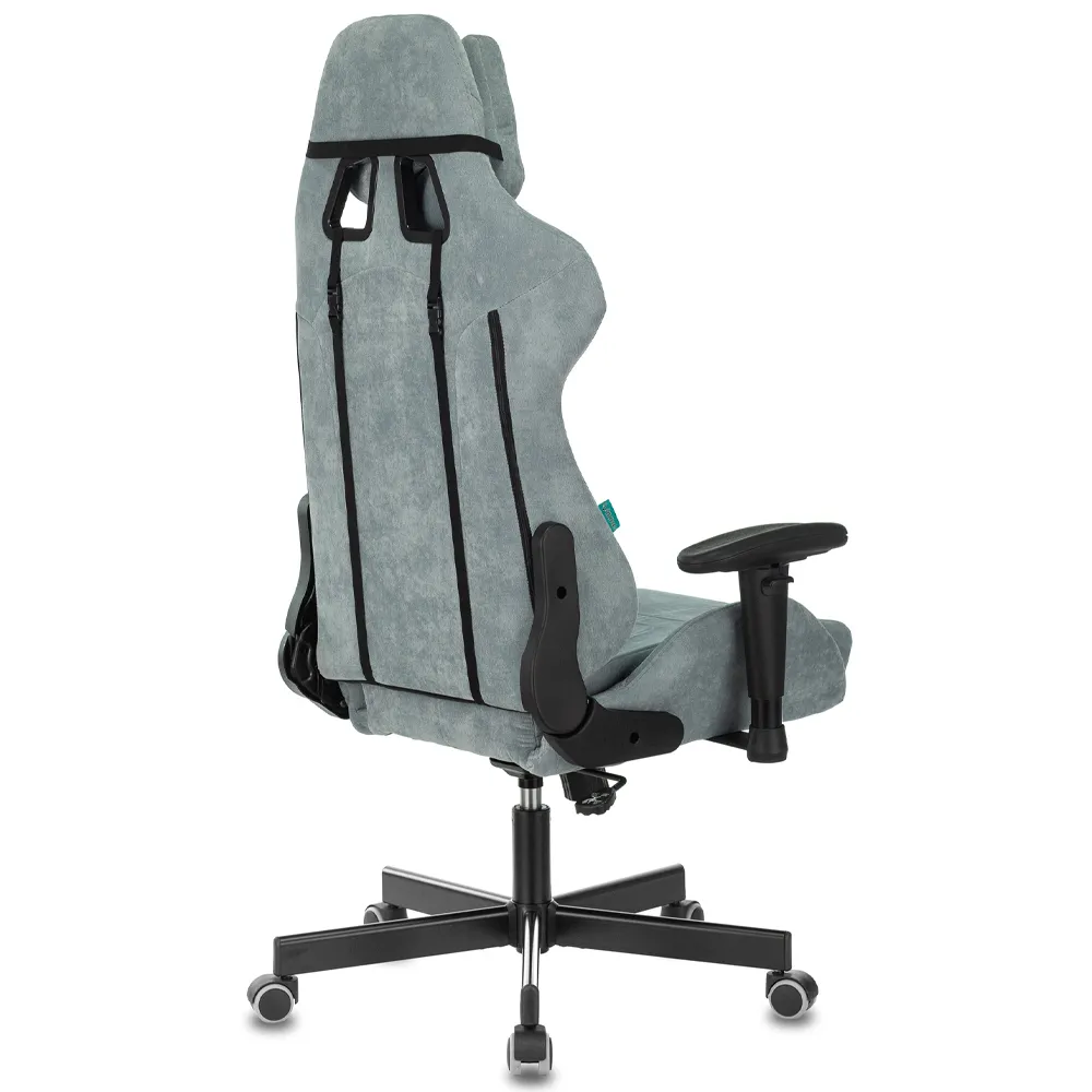 Кресло игровое Бюрократ Zombie VIKING KNIGHT Fabric серо-голубой Light-28 с подголов. крестов. металл