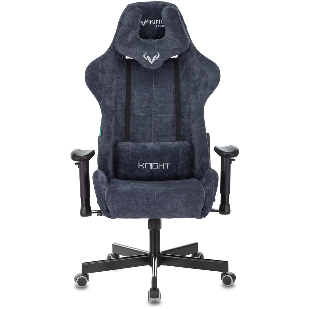 Кресло игровое Бюрократ Zombie VIKING KNIGHT Fabric синий Light-27 с подголов. крестов. металл