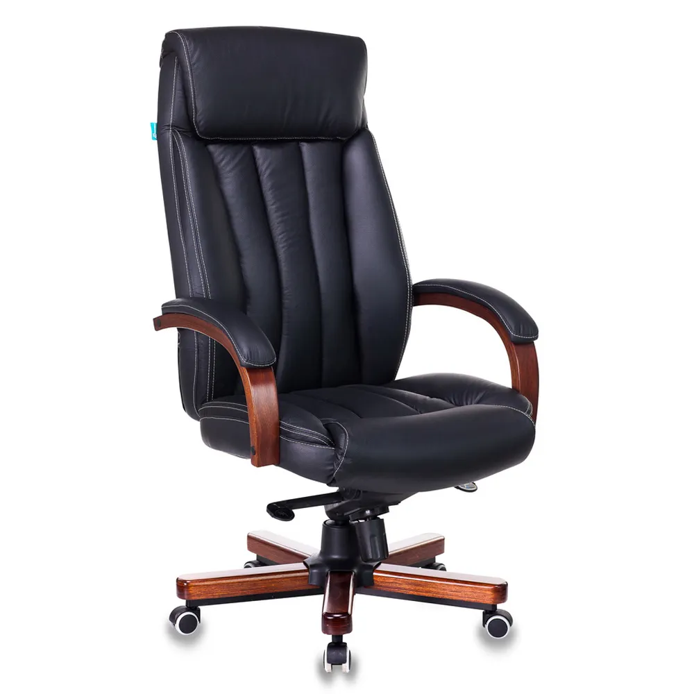 Кресло руководителя Бюрократ T-9922 WALNUT черный кожа крестов. металл/дерево