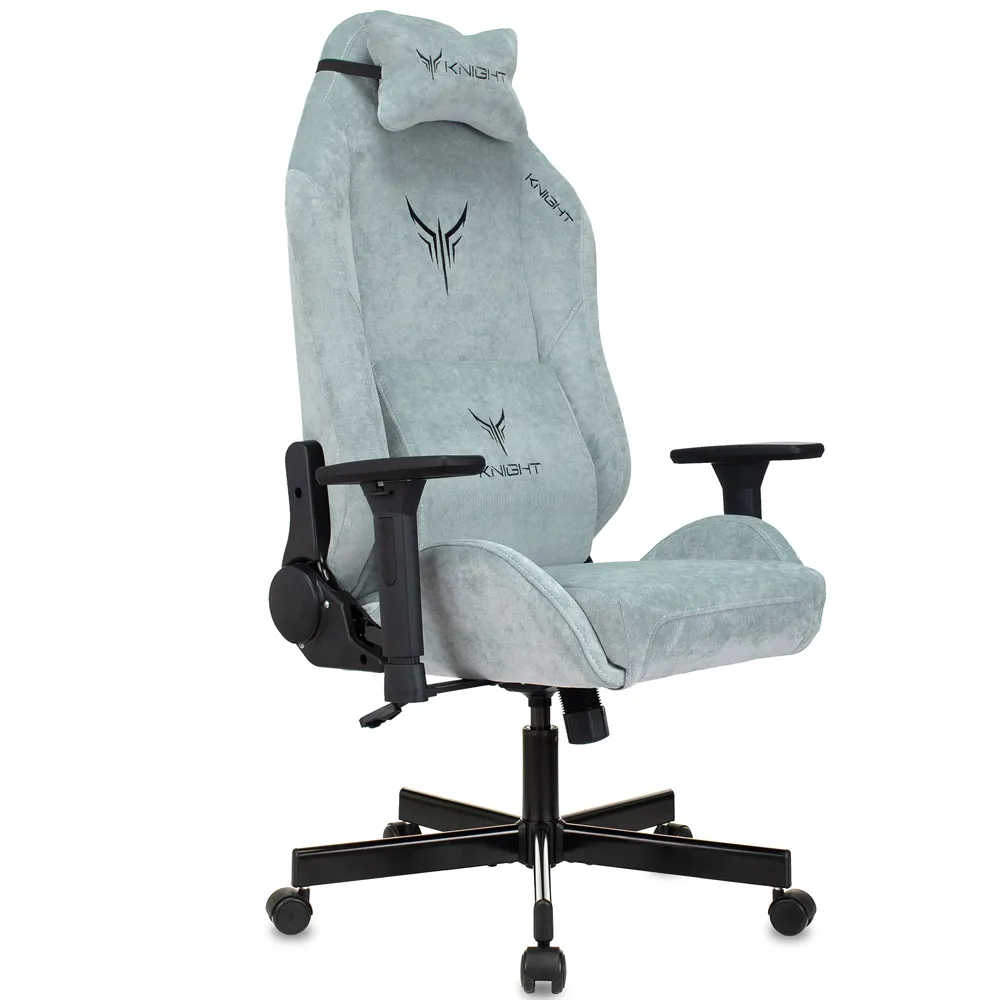 Кресло Бюрократ Knight N1 Fabric серо-голубой Light-28 с подголов. крестов. металл