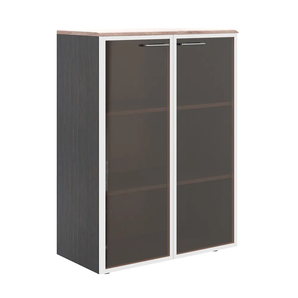 Шкаф со стеклянными дверьми в алюминевой рамке с топом WMC 85.7  856х432х1184 WAVE (НАБОР)