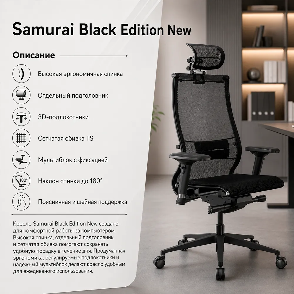 Кресло Samurai Black Edition New (Черный 30.3.15.AA)