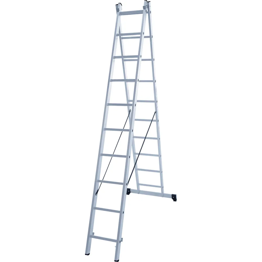Лестница двухсекционная 2x10 ступеней, NV1220, 4,49м. алюминиевая