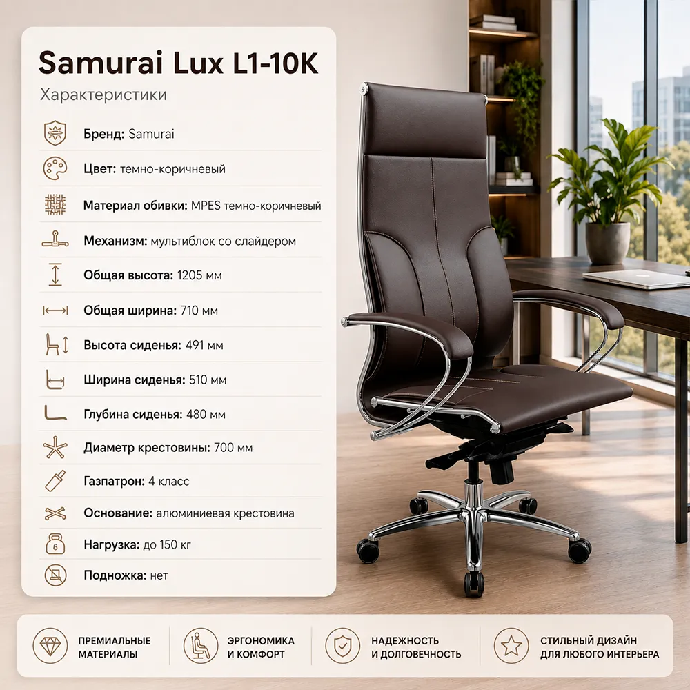 Кресло Samurai Lux L1-10K (Темно-коричневый 3D.2.1.49)
