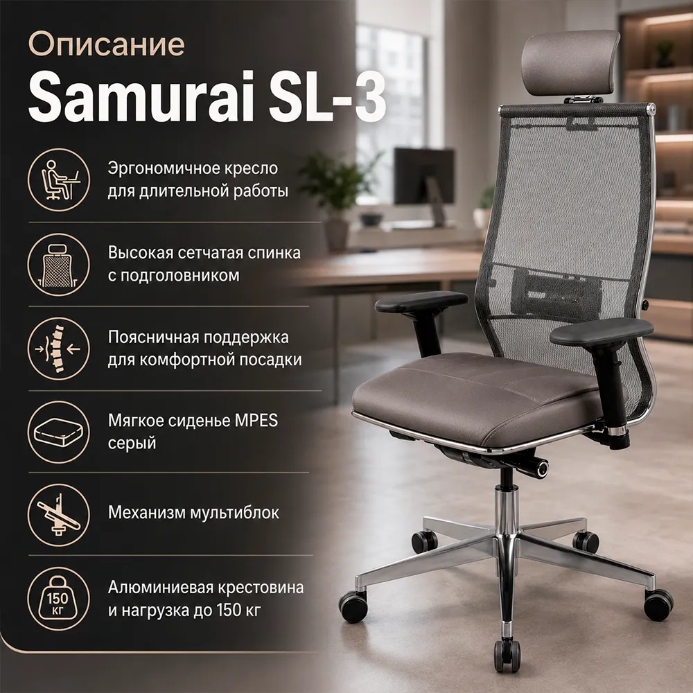 Кресло Samurai SL-3 (Серый 552.3.5.109)