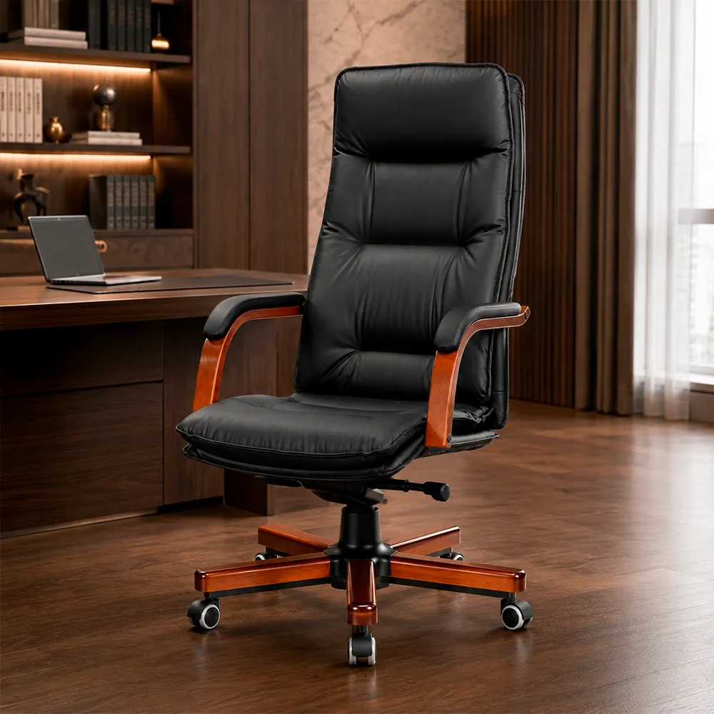 Кресло руководителя Бюрократ T-9927WALNUT черный кожа крестов. металл/дерево