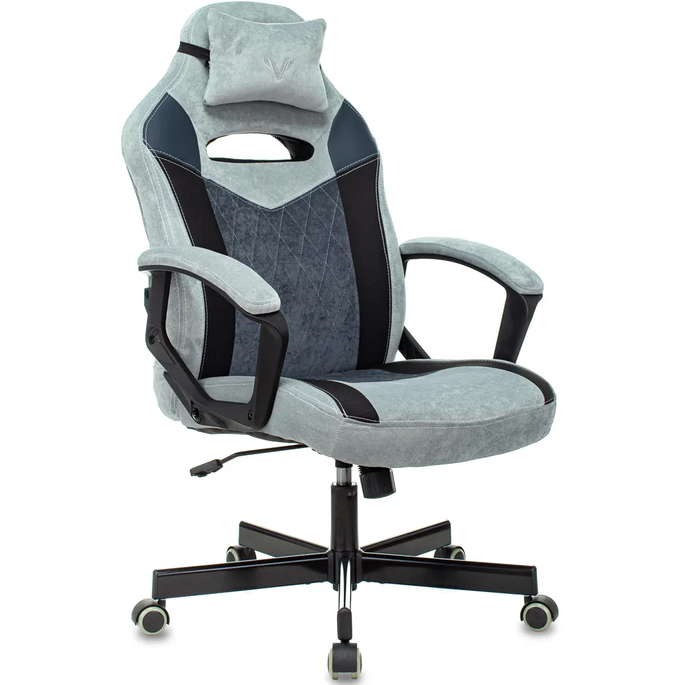 Кресло игровое Бюрократ Zombie VIKING 6 KNIGHT Fabric голубой с подголов. крестов. металл
