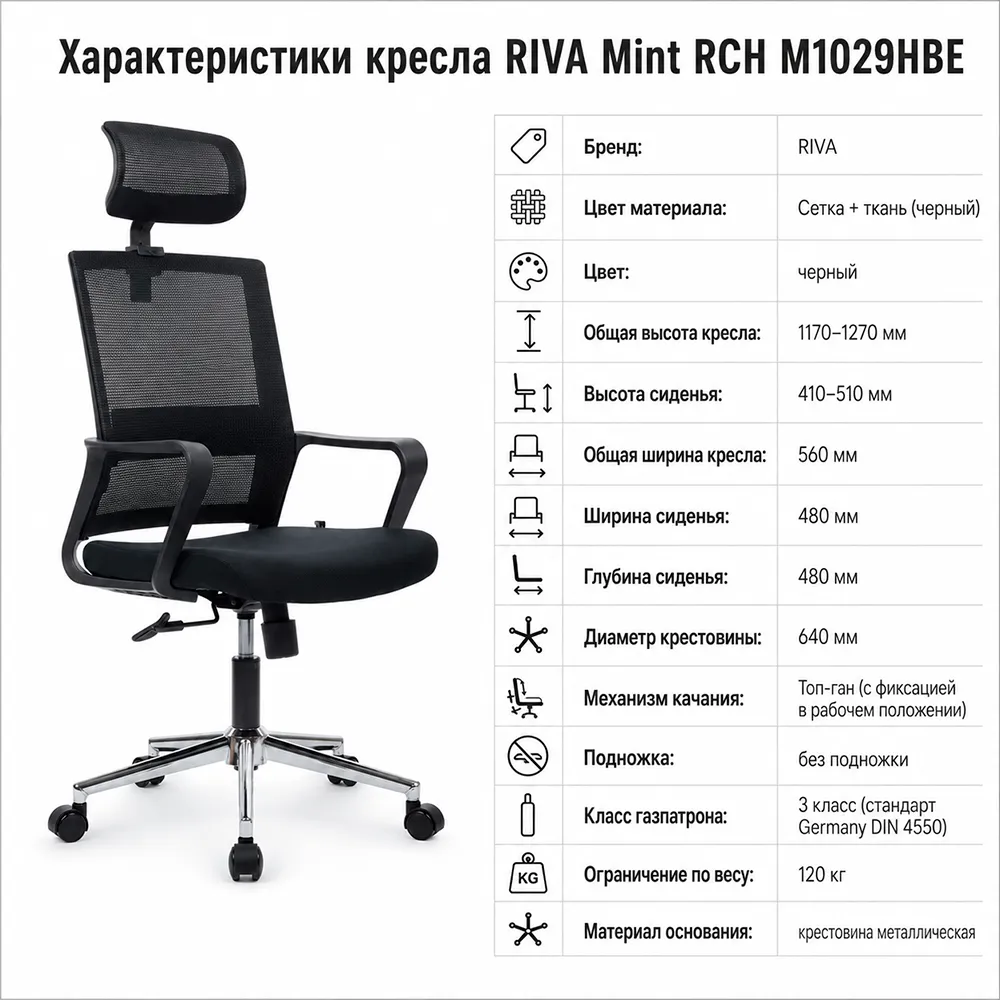 Кресло RIVA Mint RCH M1029HBE Черный