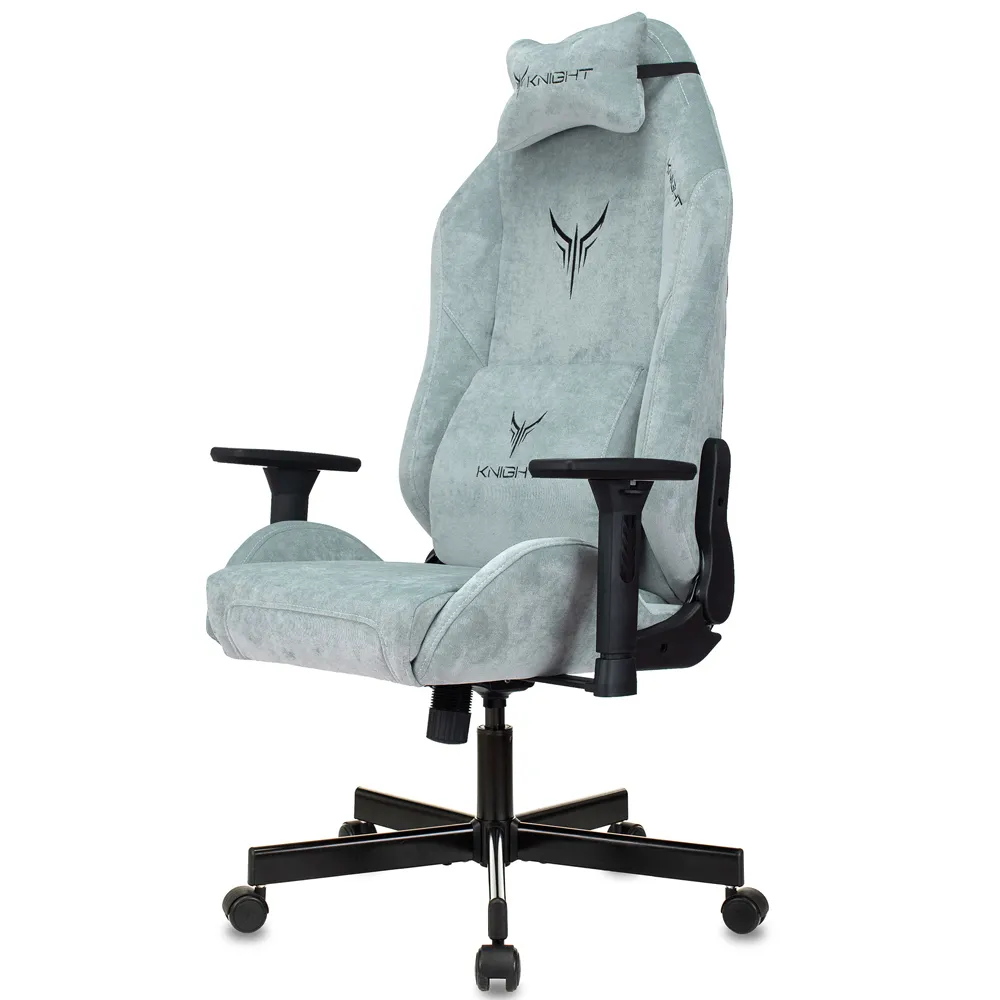 Кресло Бюрократ Knight N1 Fabric серо-голубой Light-28 с подголов. крестов. металл