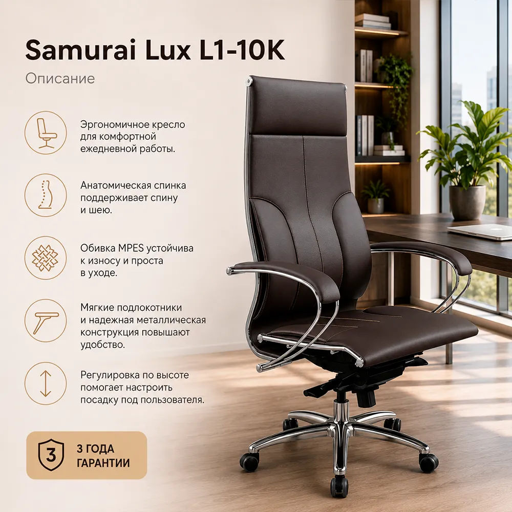 Кресло Samurai Lux L1-10K (Темно-коричневый 3D.2.1.49)