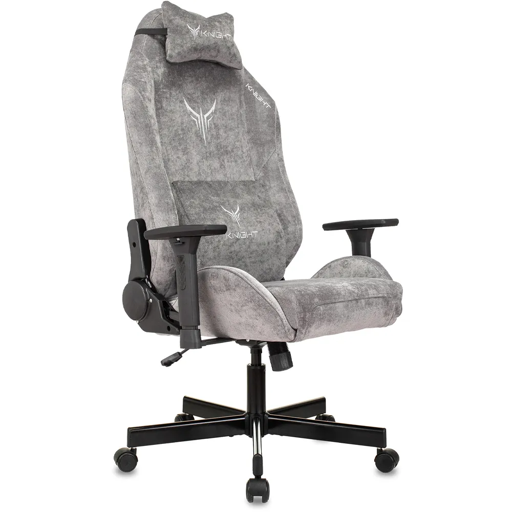 Кресло Бюрократ Knight N1 Fabric серый Light-19 с подголов. крестов. металл