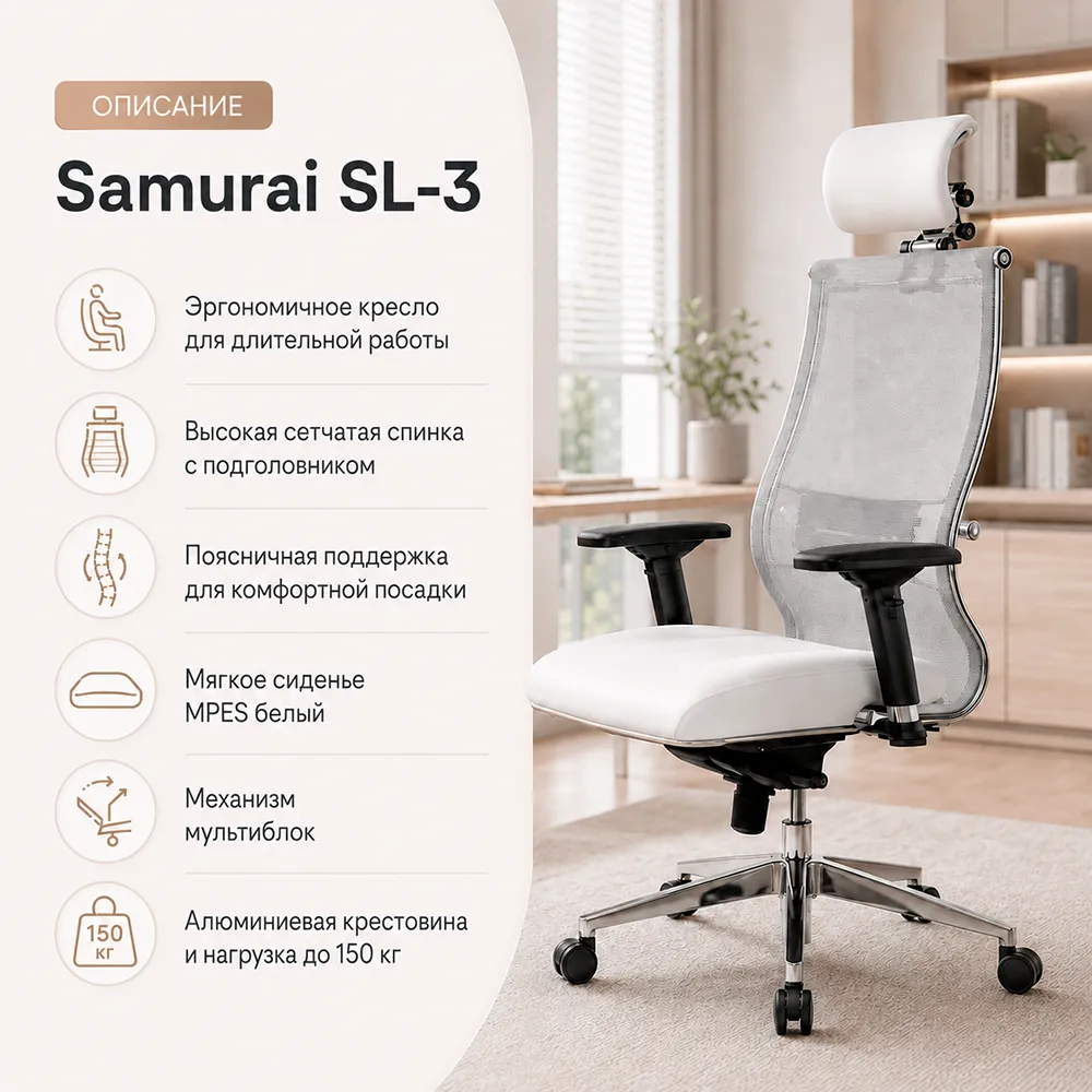Кресло Samurai SL-3 (Белый 1F.3.5.109)