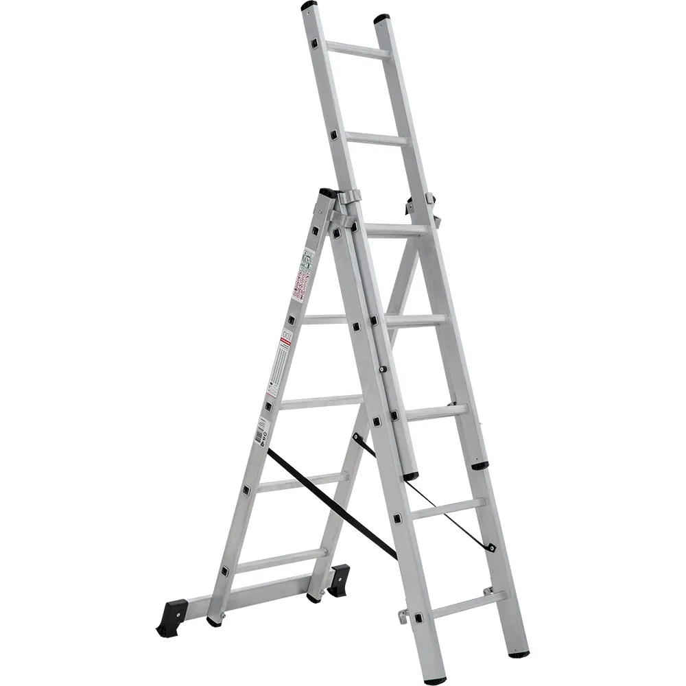 Лестница трехсекционная 3x5 ступеней, NV1230, 2,90м. алюминиевая