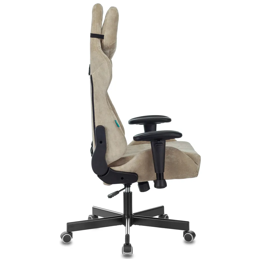 Кресло игровое Бюрократ Zombie VIKING KNIGHT Fabric песочный Light-21 с подголов. крестов. металл