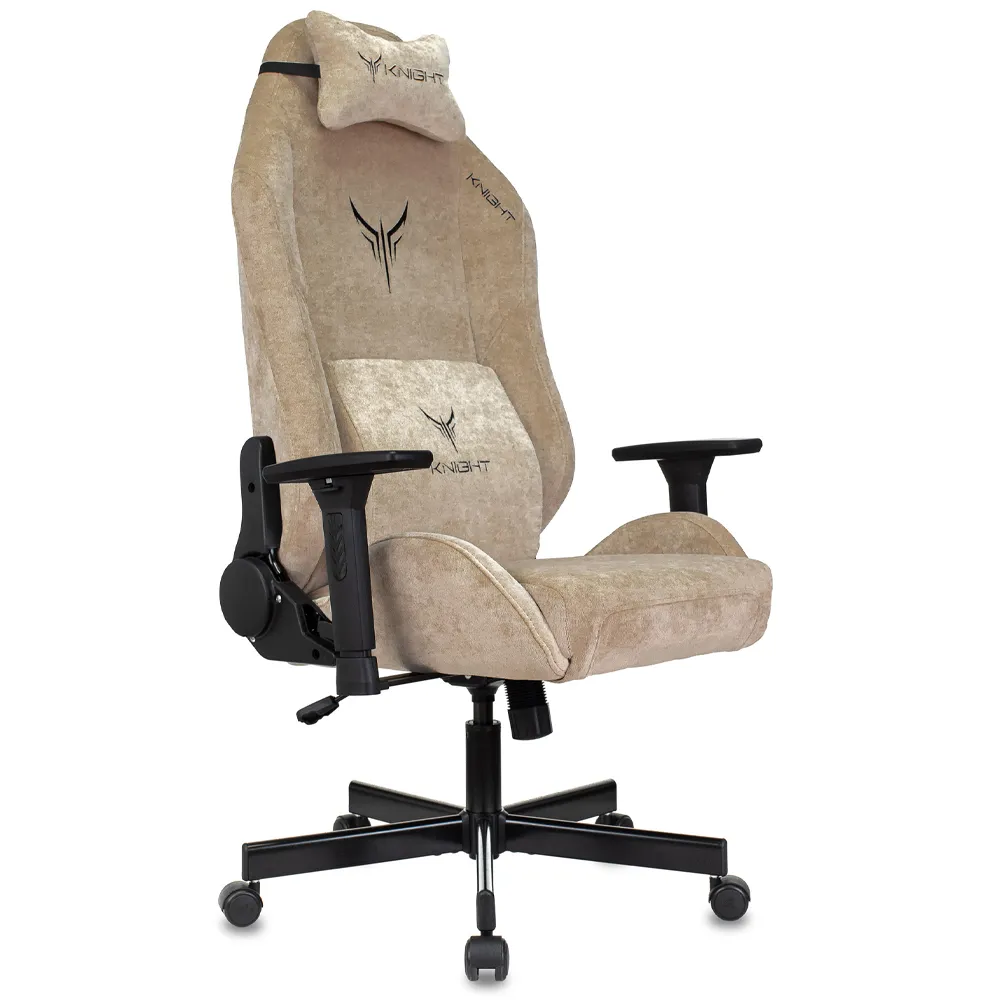 Кресло Бюрократ Knight N1 Fabric бежевый Light-21 с подголов. крестов. металл