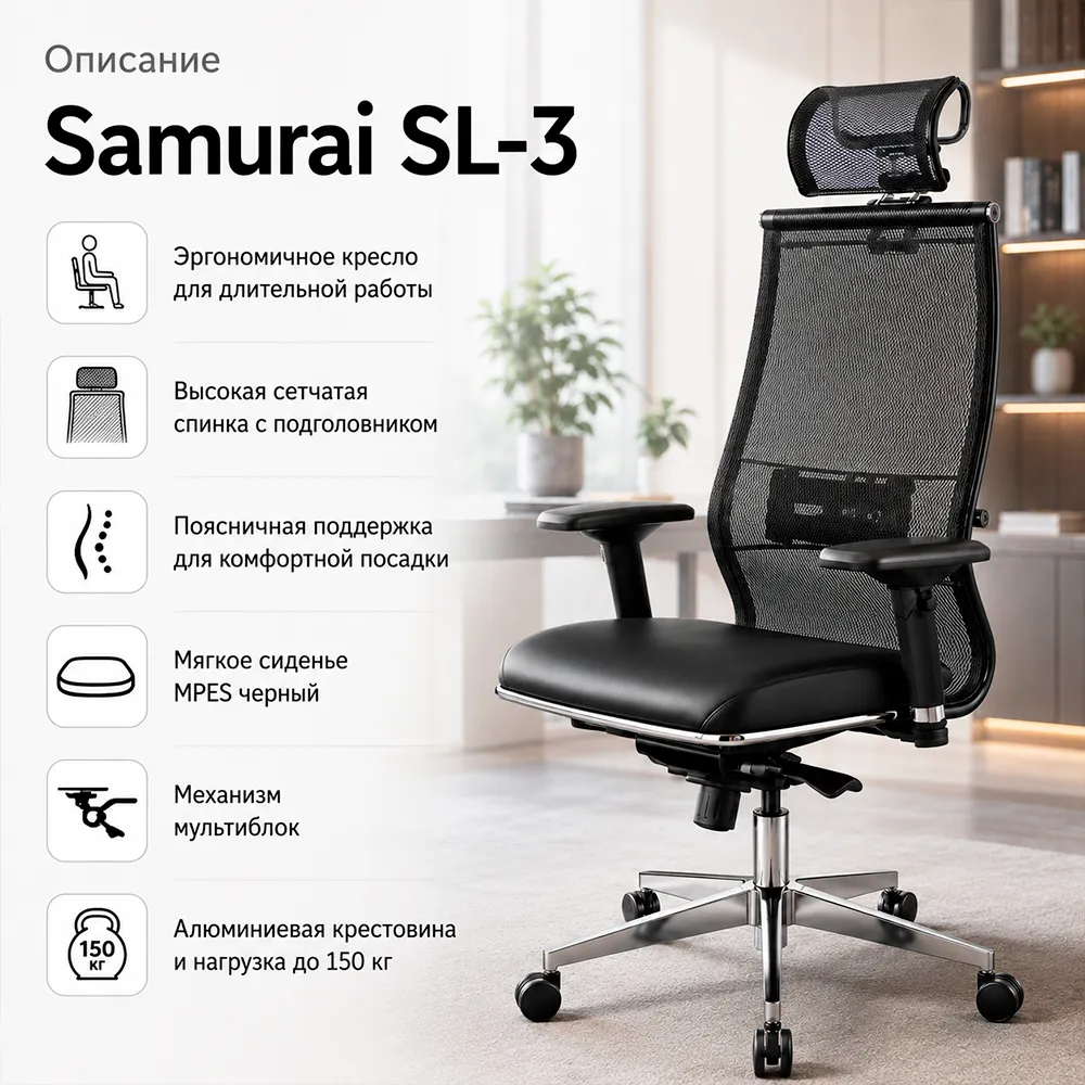Кресло Samurai SL-3 (Черный 23.3.5.109)