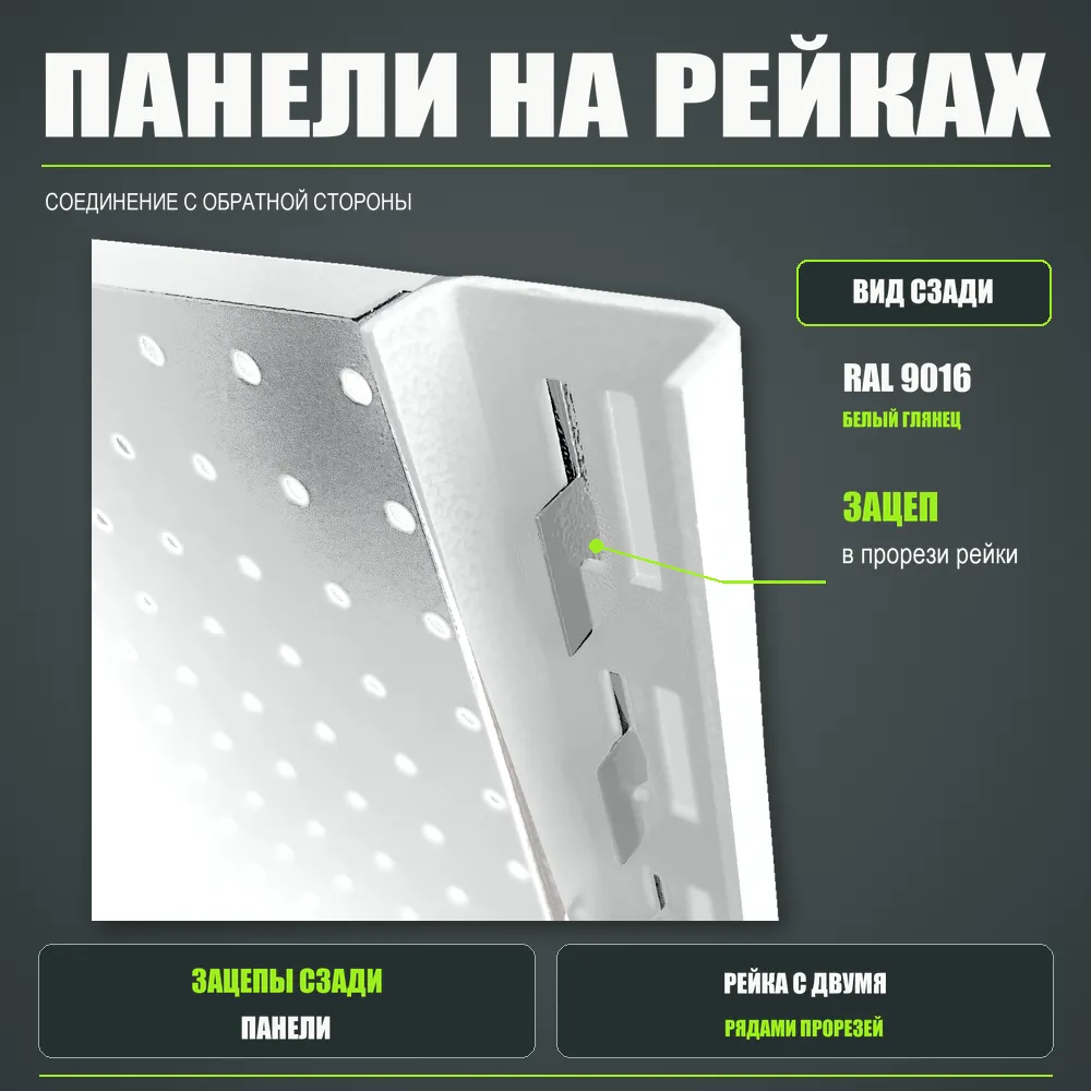Набор перфопанелей с рейками 1000×1350 h цвет RAL 9016 белый глянец