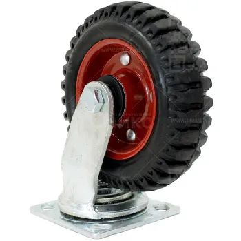 Колесная опора d200 поворотное литая резина, красный диск PS 200 (SC80Л200) г\п 480 кг