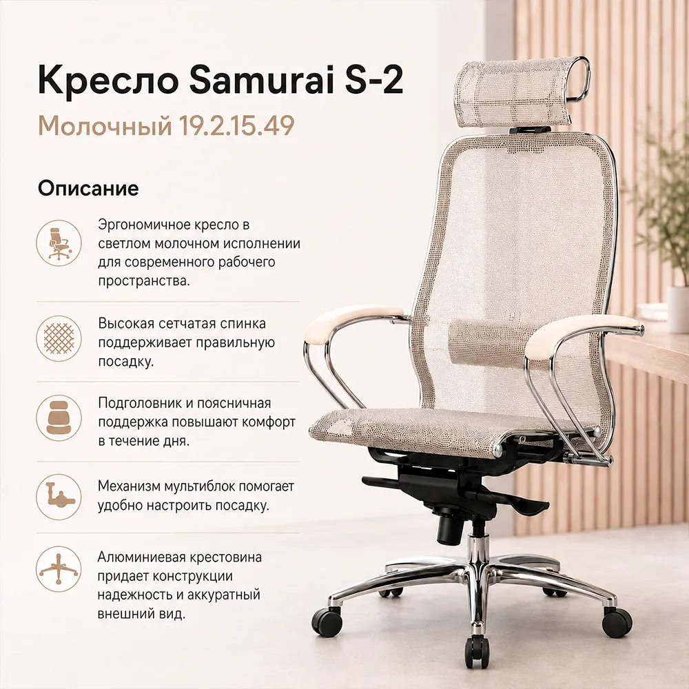 Кресло Samurai S-2 (Молочный 19.2.15.49)